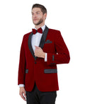 velvet shawl collar dinner jacket in red