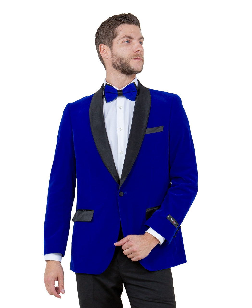 velvet shawl collar dinner jacket in royal blue
